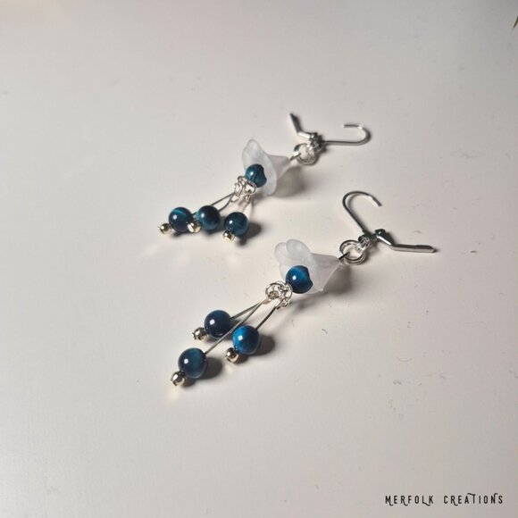 Handmade Blue Tiger Eye Berry Earrings - Picture 7 of 9